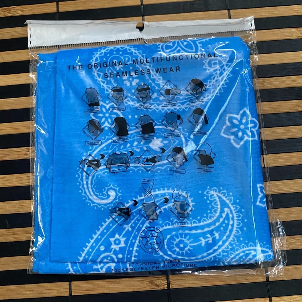 New light blue paisley multi ways head wear
